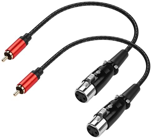 SinLoon Pack de 2 cables de audio XLR RCA macho a XLR hembra de 0,3 m RCA macho a XLR hembra, cable ultra suave con textura de piel, conectores de metal y conectores chapados en oro para mezcla