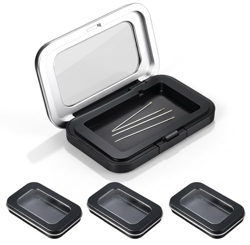 4 Stück Stricknadel Aufbewahrung mit Deckel Magnetisches Nadeletui Tragbare Nähnadel Organizer Box Sicheren Aufbewahrung Nähnadeln Nadelbox für Feinen Nadeln