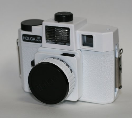 Holga 120 Glasobjektiv-Kamera mit Farbblitz (weiß)