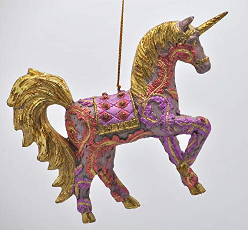 crafts & design Bezauberndes Einhorn, Deko Hänger Flieder/Gold, Verzierungen, Christbaumschmuck 15 cm