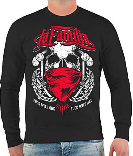 No Fight No Glory Herren Pullover Sweatshirt La Familia Bandana Death Skull