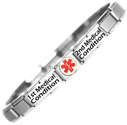 Custom Made two conditions Medical Alert Stainless Steel Bracelet