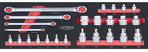 KS Tools 713.5008 - Module de douilles et clés TORX® 1/4 - 1/2 - Gamme ULTIMATE® - Empreinte des outils découpée au laser - Mousse imputrescible - 25 pièces