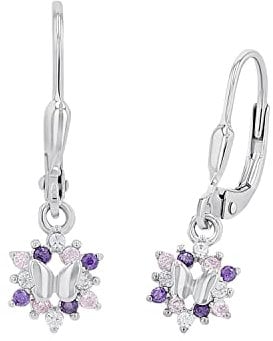 Prinzessin Lillifee Kinder-Ohrhänger Mädchen Schmetterlinge 925 Silber rhodiniert Zirkonia mehrfarbig - 566766, 9245703, Einheitsgröße