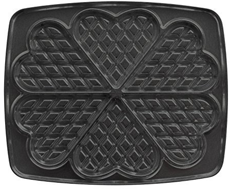 LAGRANGE Jeu de plaques Gaufres Coeur, compatible avec tous les gaufriers Super2, Plaques en aluminium moulé, Revêtement antiadhésif double couche, 030522, Noir