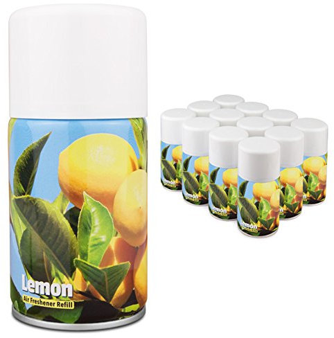 Air Freshener Aerosol Refill Cans - Automatic Dispenser Refills - Lemon - 12 x 270ML Cans