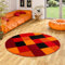 Pergamon Designer Teppich Brilliant Rot Orange Karo Rund in 3 Größen