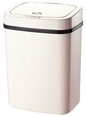 Trash can Poubelle rectangulaire Blanche de 12 litres / 3 gallons, Poubelle sans Contact à capteur Automatique, Poubelle à Bouton-Poussoir pour la Cuisine
