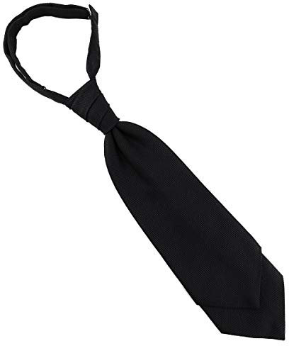 TigerTie Designer Plastron Pique 2tlg Krawatte fertig gebunden in schwarz uni gemustert