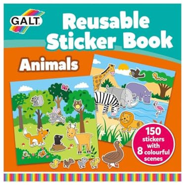 Galt Toys, Reusable Sticker Book - Animals, Sticker Books, Ages 3 Years Plus