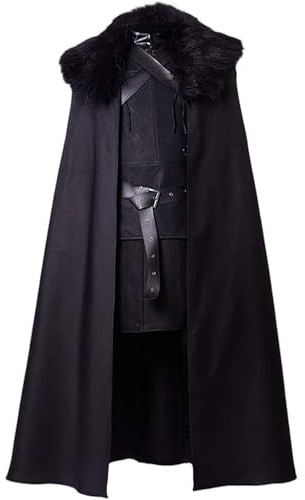 ClSSTEV Medieval Viking Cosplay Costume Night's Watch Suit Halloween Renaissance Costume Cloak Outfit