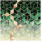 Fototapete - Grüne Blätter goldene Geometrie - Vliestapete Quadrat 192 x 192cm