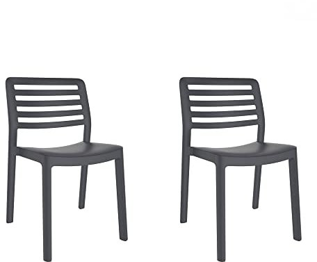 resol grupo GARBAR Wind Set 2 Silla Interior, Exterior | jardín, terraza, balcón, Salon, Cocina, Comedor | diseño, Ligero, apilable | Gris Oscuro