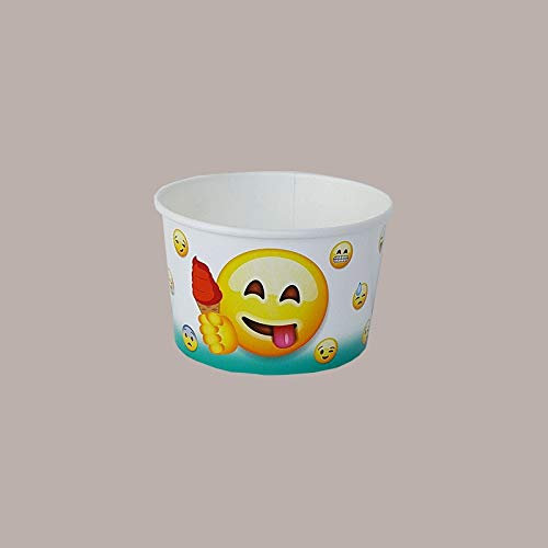Lucgel Coppetta Bicchiere in Carta per Gelato grafica Emoticon Emojii 80cc - 250 pezzi -