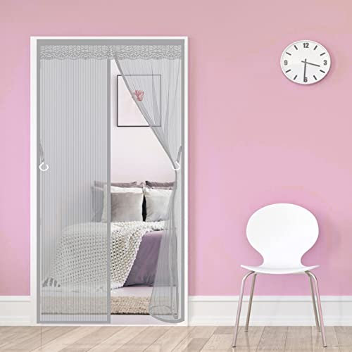 THAIKER Zanzariera Magnetica 120x240cm(47x94inch) Zanzariere Scorrevoli Chiudi Automaticamente con Calamita Moschiera per Porte di Soggiorno Camera da Letto Casa, Grigio