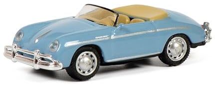 Schuco 452649800 Heart Porsche 356 A Speedster, Modellfahrzeug, Maßstab 1:87, blau mit beigem Interieur, Large