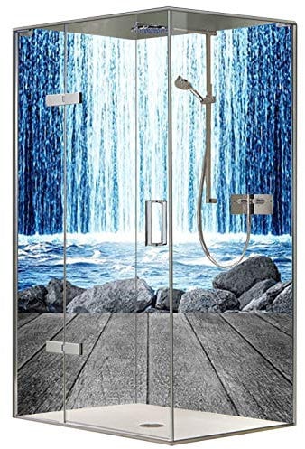 Original FLYERANDPRINT - SHOWER-PLATE, Alu-Dipond, OHNE FUGEN, Fliesenersatz, Duschrückwand, Wunschmaß, Dusche, Bad, Wandverkleidung, Wandverkleidung, DW-17-28 (Set mit 2 Platten, 90 x 200 cm)
