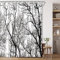 BCNEW Waldbaum-Duschvorhang, Tribal, weiße Birke, Herbst, Horror-Zweige, schwarze Kunst, abstrakte Herbst, Winter, Wald-Thema-Silhouette, Polyestergewebe, 178x178 cm, mit Hakenloch
