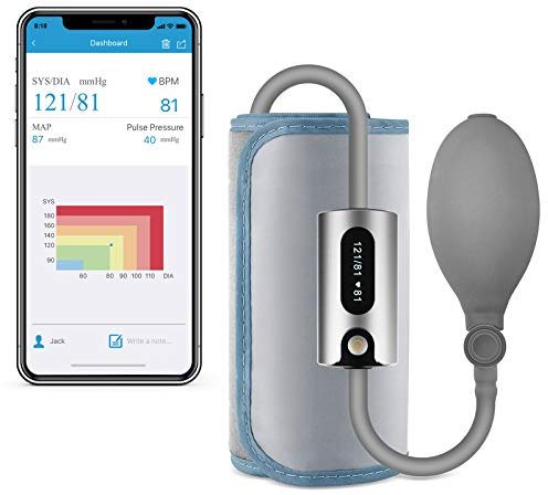 Wellue AirBP Plus Bluetooth Blood Pressure Monitor Upper Arm Large Cuff, Portable Wireless Blood Pressure Machines for Home Use with LED Display, Multiple-User & PDF Report on App for iOS & Android