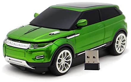 DAY DAY HAPPY SUV Voiture Souris sans Fil LR Racing Computer Souris Optique USB 2.4ghz pour Ordinateur Portable pc (Green)