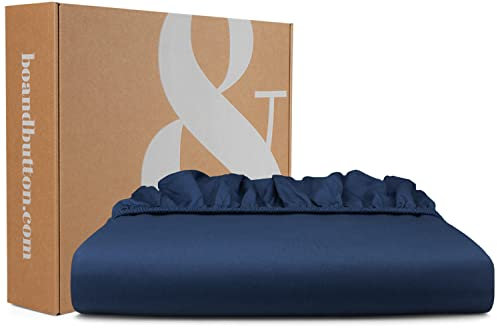bo&button® Mako Satin Spannbettlaken | Echte Bio Luxusqualität | ALLE GRÖßEN für Matratzen & Boxspringbett Topper | 100% Baumwolle, GOTS & Fairtrade | 200x200 cm (für Topper), Navy Blau