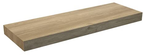 Coycama Encimera Baño Madera Suspendida | Encimera Flotante para Lavabos sobre Encimera Baños | Fondo (46cm o 40cm) | Espesor 8cm | 60 cm., Roble Natural (Fondo 46cm)