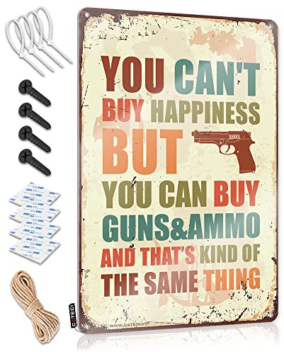 Schild Decor You Can't Buy Happiness But You Can Buy Guns&Ammo Metallschild Man Cave Poster Bar Metallschild Dekor (Größe: 20 x 30 cm)