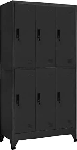 KOIECETA Schließfachschrank Umkleideschrank Wertfachschrank Metallspind (Anthrazit, mit 6 Schließfächern/90 x 45 x 180 cm)