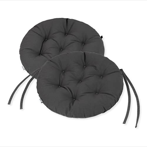 HAVE A SEAT Living - Sitzkissen Rund 40cm - 2er Set - Bequeme Sitzkissen Outdoor - Waschbar bis 95°C, Wetterfest, Orthopädisch - Made in Germany (2er Set - Ø 40cm, Grau/Anthrazit)