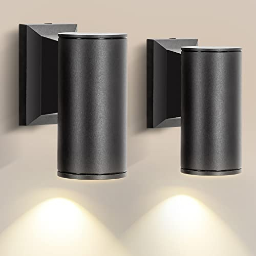Aigostar Aplique Pared Exterior,GU10 Antracita Aluminio Lámpara Exterior Pared,IP65 Impermeable Luz Exterior Iluminación para Balcón Garaje Terrazas Patio Jardín,color negro(2 paquetes sin bombillas)