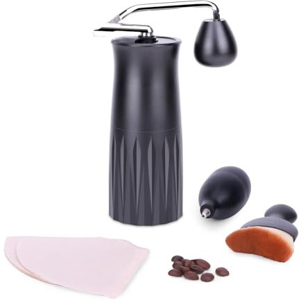Manual Coffee Grinder - Foldable Handle, Stainless Steel Hand Coffee Bean Grinder Metal Conical Burr, Fine to Coarse Grinding for Espresso & French Press -Portable for Camping and Travel as Gifts