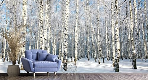 Audace Liberté Papier Peint Panoramique Soie 3D Bouleau Esquisser, 355 x 250cm, Poster Mural sur mesure, Thème Forêt et arbres, pour Salon Chambre Chambre restaurant Décoration Murale