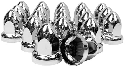Grandroad auto 20 Pack Lug Nut Covers for Semi Trucks, 33mm by 2-1/2 Thread On Push-on Nut Cover Caps ABS Plastic Anti-Rust