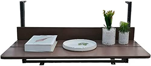 KANBUN Wandmontierter Tisch, hängender Klapptisch, Balkongeländer, Hängetisch für Zuhause, Bartheke, Wandbehang, Schreibtisch, Freizeittisch mit Metall-Aluminium-Legierung (Farbe: Braun, Größe: 80 x