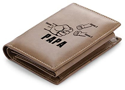 Jeweidea Portefeuille Personnalisé pour Hommes Portefeuille à Poing fermé avec Prenom Engagement Porte-Cartes RFID Pochette de Monnaie Portefeuille en Cuir PU pour Papa Mari Cadeau Fête des Pères