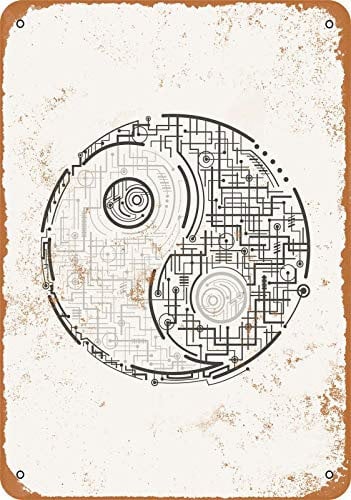 Chinesisches Yin Yang Taichi Rustikaler Retro-Chic Metall-Blechschild Männerhöhle Vintage Bar Home Wanddekoration 20 x 30 cm
