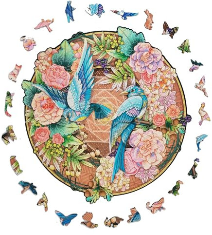300pcs Wooden Jigsaw Puzzles, Unique Robin Pattern 38x38.7cm with Gift Box for Adults, Original Creations Animal Shape Puzzle Perfect for Home Decor and Gifts