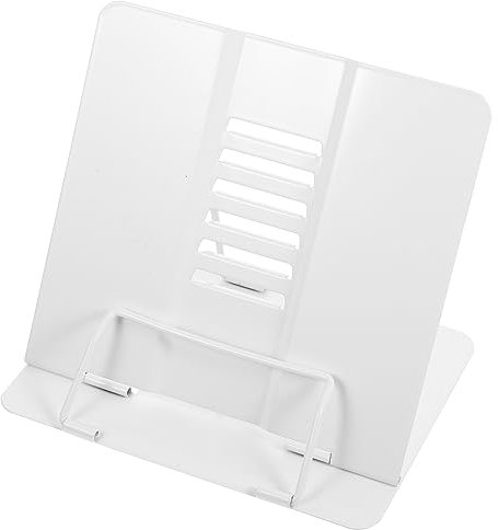 MAGICLULU Bücherregal Lesebuch Ruhe Musikbuchständer Kochbuchregal Buchständer Metall Tragbarer Dokumentenhalter Verstellbarer Buchhalter Leseregal Eisen Faltbar Schreibtisch Büro Weiß