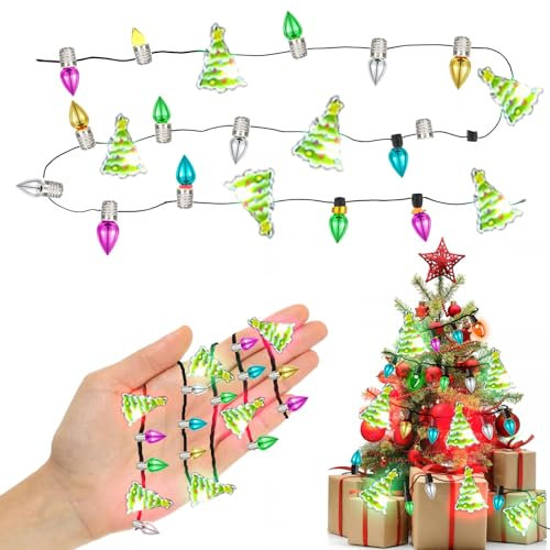 Mini Led Weihnachten Puppenhaus Lichterkette Miniatur Wichtel Zubehör, Weihnachtsdeko Puppenhaus Möbel Leuchte Weihnachtswichtel Zubehör, Kunststoff Mehrere Beleuchtungsmodi (Weihnachtsbaum 1)
