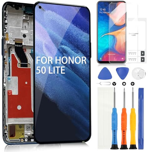 ARSSLY Bildschirm für Huawei Honor 50 Lite/Nova 8i / Honor X20 LCD Display für NTN-L22 NTN-LX1 NTN-LX3 Touchscreen Digitazer Assembly Ersatz mit Werkzeugen (Schwarz mit Rahmen)