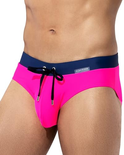 Mauro Kane Slip de Bain Homme, Maillot de Bain pour Homme, Slips de Natation Respirant et Séchage Rapide avec Cordon Réglable Swim Slip de Plage Rose L