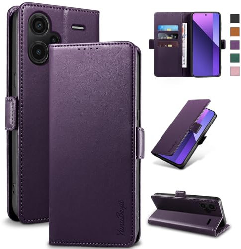 Yunubeyii Cover Libro per Xiaomi Redmi Note 13 Pro+/Pro Plus 5G - [Blocco RFID] Luxury PU Leather Portafoglio Card Holder Magnetic Phone Custodia con Kickstand, Cover Protettiva Antiurto, Viola