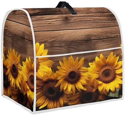 Baxinh Sunflower Stand Mixer Cover, Old Wooden Kitchen Mixer Covers Dust Protective Blender Cover Suitable for Most Head & Bowl Lift Models, Soft Blender Cover for Kitchen, Washable Machine