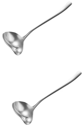 Amosfun 2 Pz Cucchiaio Deflettore Bocca Storta Cucchiai Di Salsa Mestolo Con Cucchiaio Inossidabile Mini Mestolo Da Condimento Per Sugo Silver Acciaio Inossidabile