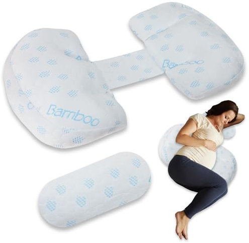 Tarleys Almohada Embarazada - Almohada para Dormir de Lado - Soporte para la Espalda - Caderas - Piernas y Vientre para Mujeres Embarazadas - Cojin Lactancia Multifuncional - Desmontable y Ajustable.