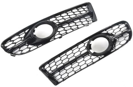 RM-CAR Kühlergrill Kompatibel for Audi A4 B7/S4 B7/A4 S-Line 2005-2008 FRONT SPORT STOßSTANGE NEBEL LICHT GRILL ABDECKUNG 8E0807681F(Glossy black1)