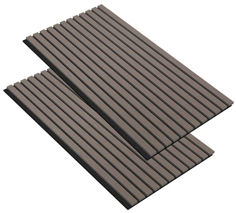 FIVMEN 2 Stück Akustikpaneele 120x60 cm Wandpaneele Holz Holzpaneele Wand Schallschutz mit Holzoptik Furnier Acoustic Panel Wandverkleidung Schallschutzplatten Lamellenwand, Braun
