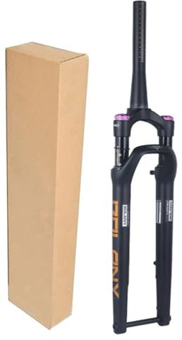 ZECHAO Off Road Bicycle 700C Fork, Aluminum Alloy 60mm Travel Thru Axle 12mm*100mm Disc Brake Bike Air Fork 1-1/2 Shoulder Control(Orange)