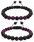 2 Stück lila Lavastein-Diffusor-Armband für Männer und Frauen, 8 mm, natürliches Tigerauge, Lavastein, verstellbar, Aromatherapie, ätherisches Öl, Diffusor-Armbänder für Geburtstag, Jahrestag,