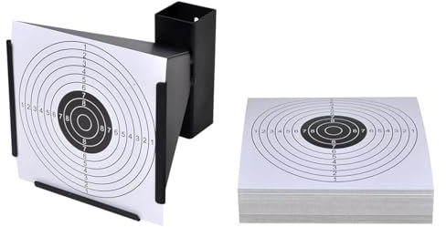 ShGaxin Zielscheiben-Halterung Kugelfang 14cm + 100 Papier-Zielscheiben, Kugelfang Für Luftgewehr, Luftdruckgewehr, Zielscheibe, Zielscheibe Bewegend, Schießstand
